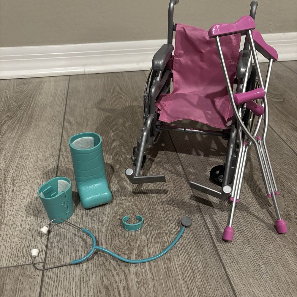 Our‎ Generation 18" Doll Leg Cast Crutches Wheelchair Medical Accessories Lot